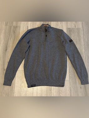 Ted Smith Men's Zip-Neck Sweater in Charcoal Gray